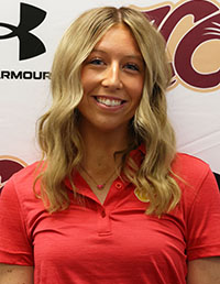 Smiling female student with blond hair