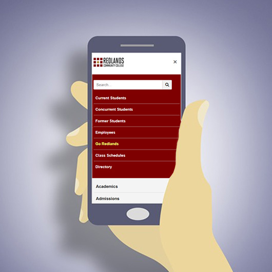 Screenshot of where to click on the website to access GoRedlands