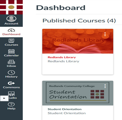 Screenshot of the Redlands Library tile in Canvas
