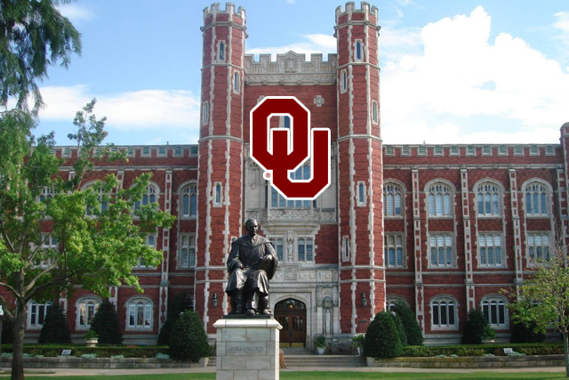 Red brick building and a statue