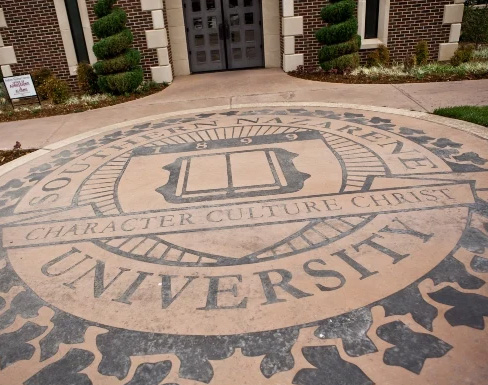 SNU seal in stone on the ground